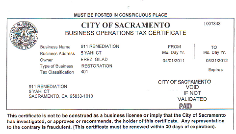 General Business License Sacramento County