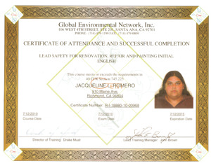 RRP Jacqueline Romero Certificate